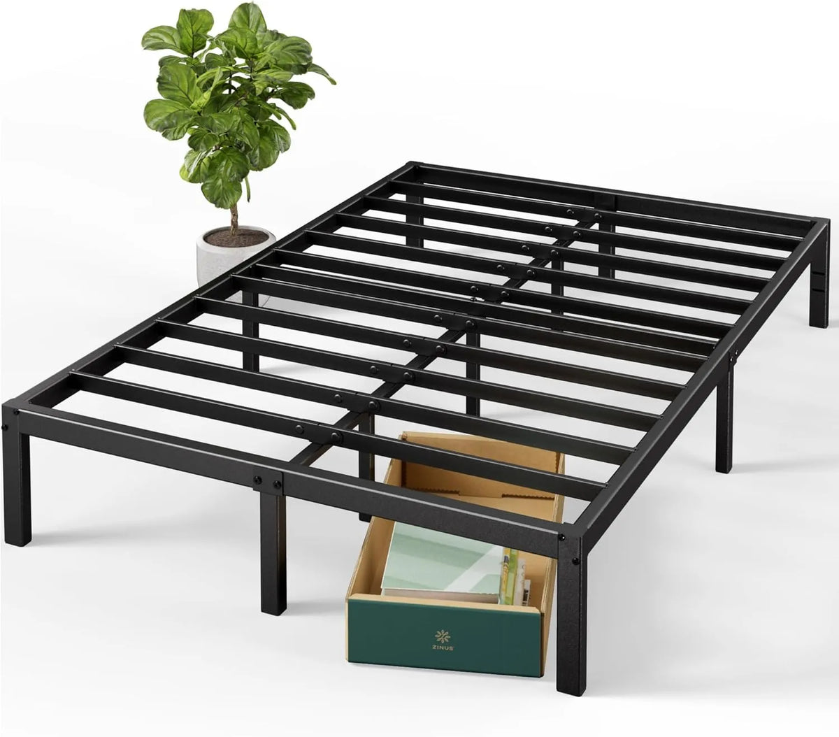 Cadre de Lit Double 160x200 cm en Métal Zinus Elias - Solide et Pratique