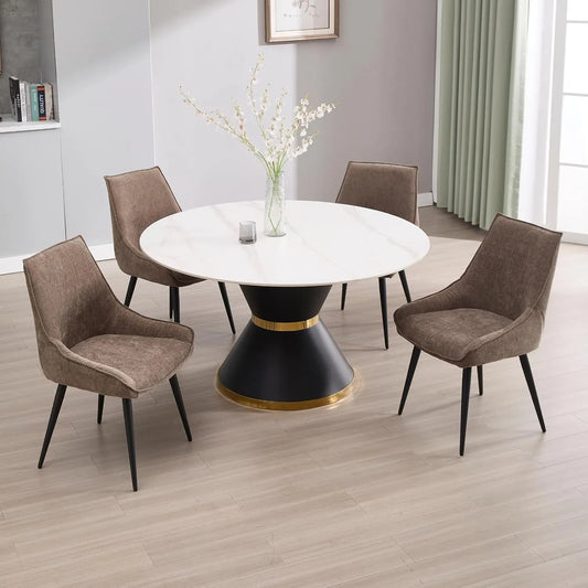 Lot de 4 Chaises de Salle à Manger Modernes en Chenille, Marron