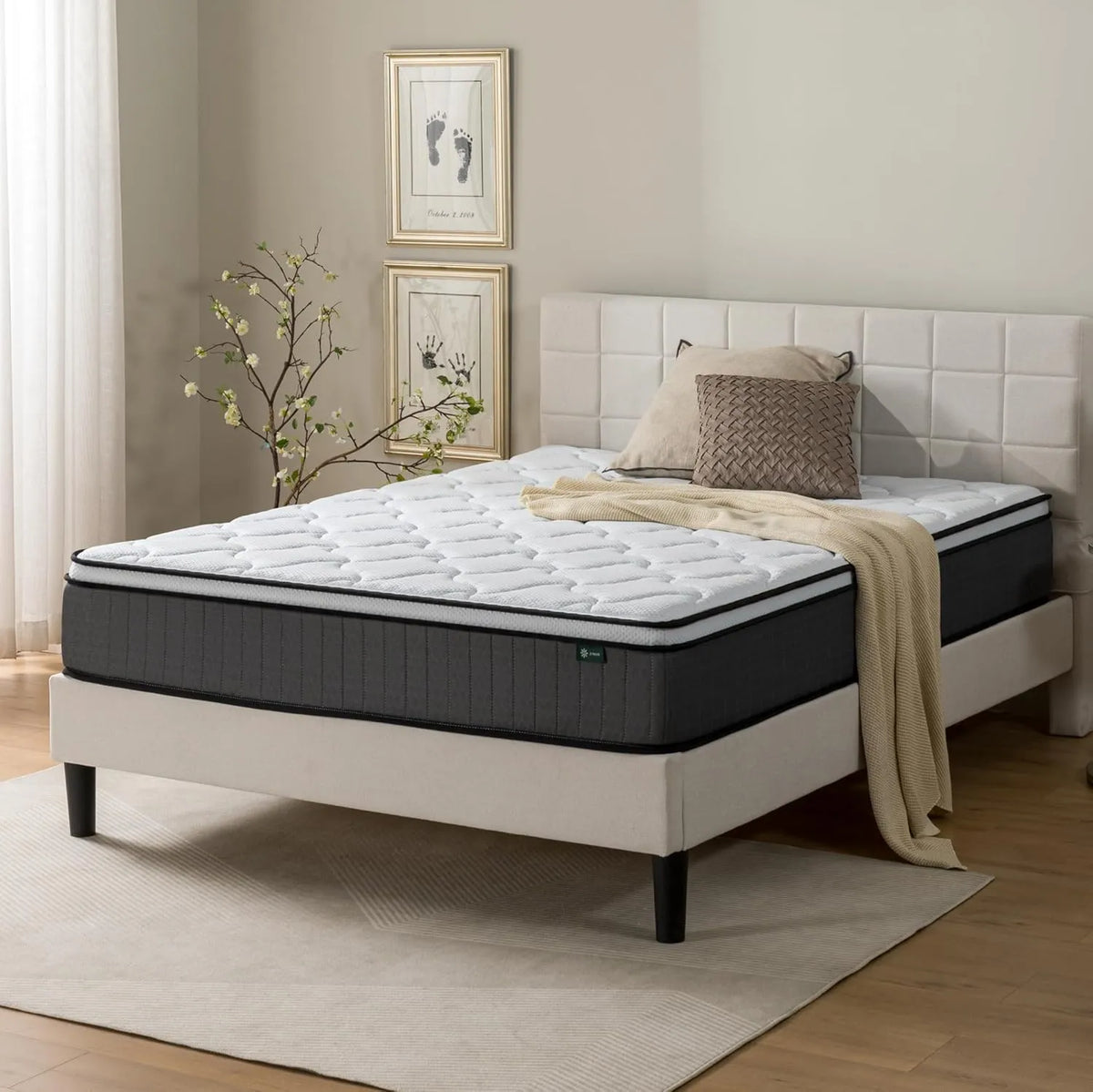 Matelas Orthopédique Zinus 140x200 cm - Ressorts Ensachés avec Fermeté Moyenne - Rembourrage Recyclé et Mousse Haute Densité - Hauteur 25 cm - Certifié Confort Supérieur