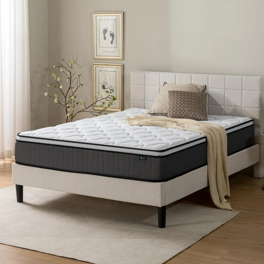 Matelas Orthopédique Zinus 140x200 cm - Ressorts Ensachés avec Fermeté Moyenne - Rembourrage Recyclé et Mousse Haute Densité - Hauteur 25 cm - Certifié Confort Supérieur
