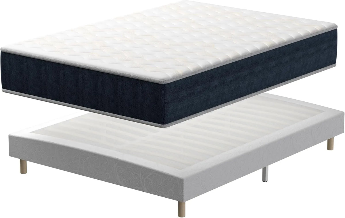Ensemble Matelas Mousse à Mémoire 140x190 cm avec Sommier et Pieds Inclus