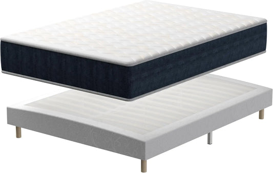 Ensemble Matelas Mousse à Mémoire 140x190 cm avec Sommier et Pieds Inclus