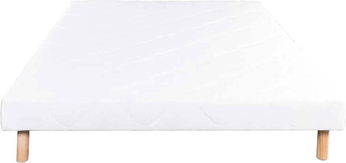 Cadre de Lit Tapissé Prestige, Bois Massif Blanc avec Pieds Inclus