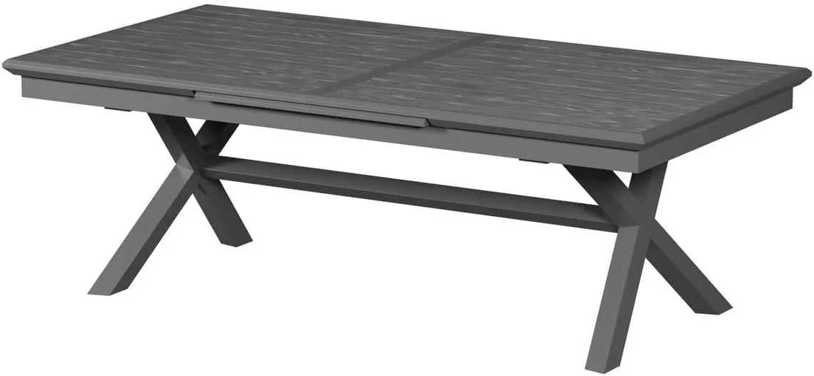 Table de Jardin Extensible Haute Qualité - 12 Personnes - Aluminium Gris Foncé Antirouille