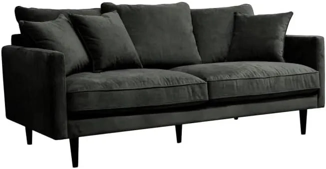Canapé 3 Places Velours Gris Candice 194cm - Design Moderne