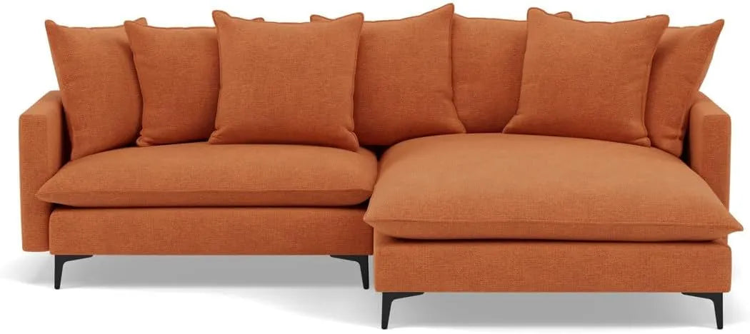 Canapé d'angle réversible 4 places en tissu texturé terracotta - Modèle Madison par Lisa Design