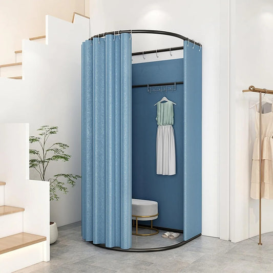 Cabine d'essayage pliable avec rideau d'intimité, portable et compacte pour centres commerciaux (bleu, 85 x 80 cm)