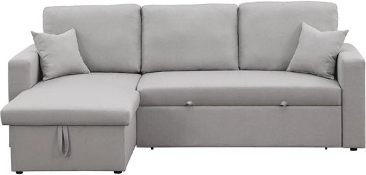 Canapé d'angle réversible 3 places avec rangement - Gris clair
