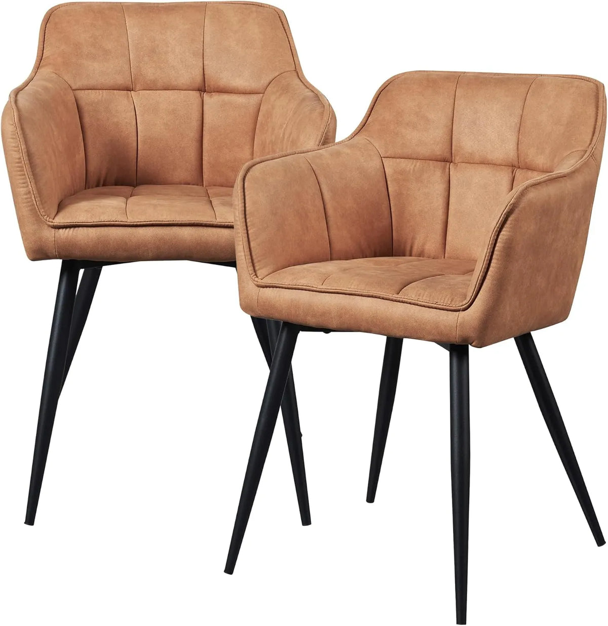 Lot de 2 fauteuils de repas confortables en similicuir brun et noir
