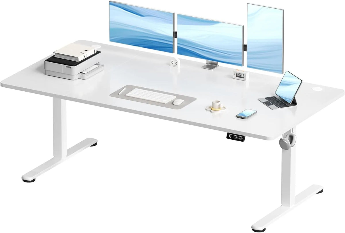 Bureau Électrique Réglable 180x80 cm avec Tiroirs et Port USB-A, Gestion des Câbles, 3 Mémoires, Noir