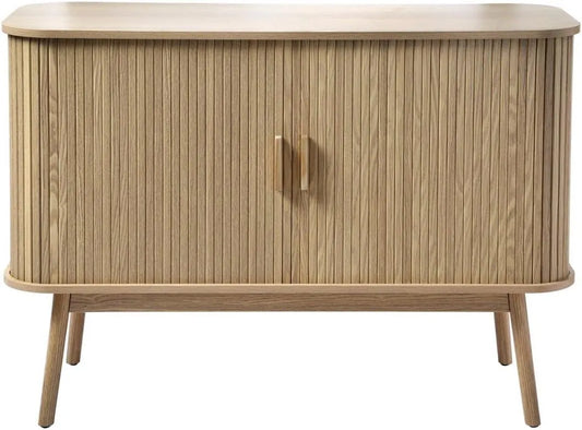 Buffet Vintage 2 Portes Coulissantes Effet Chêne - Design Rétro en Bois