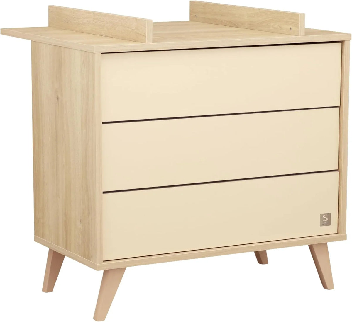 Commode 3 Tiroirs Sauthon avec Pieds en Bois Angulaires