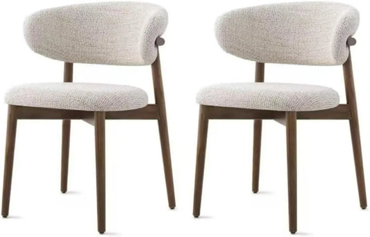 Ensemble de 4 chaises de salle à manger en noyer avec accoudoirs beiges - Style vintage pour cuisine