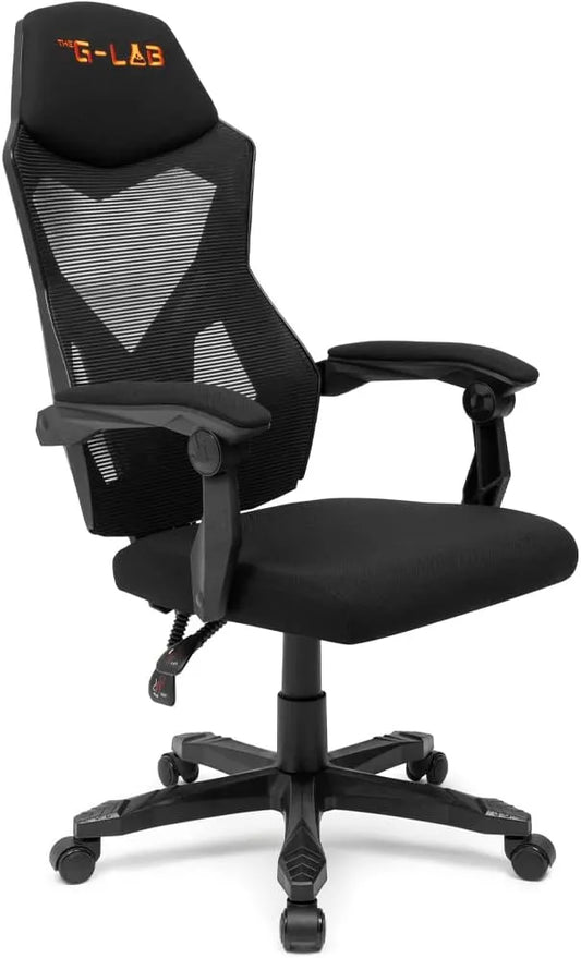 Chaise Gaming Ergonomique The G-Lab K-Seat Rhodium ATOM, Maille Respirante, Appui-Tête Confort, Dossier Inclinable 120°, Charge Max 120kg - Noir