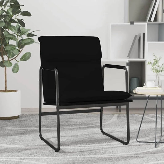 Fauteuil lounge en simili cuir noir pour salon, chambre et bureau, 55x64x80 cm