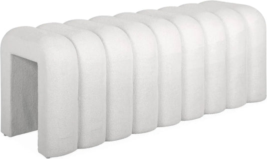 Banc de Bout de Lit Contemporain en Tissu Blanc - Sweeek