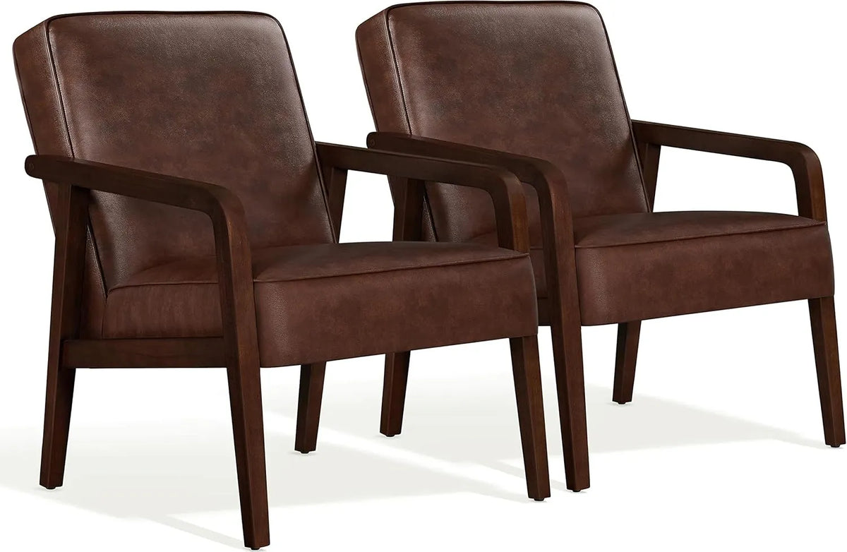 Lot de 2 Fauteuils Confortables en Métal pour Salon - Marron