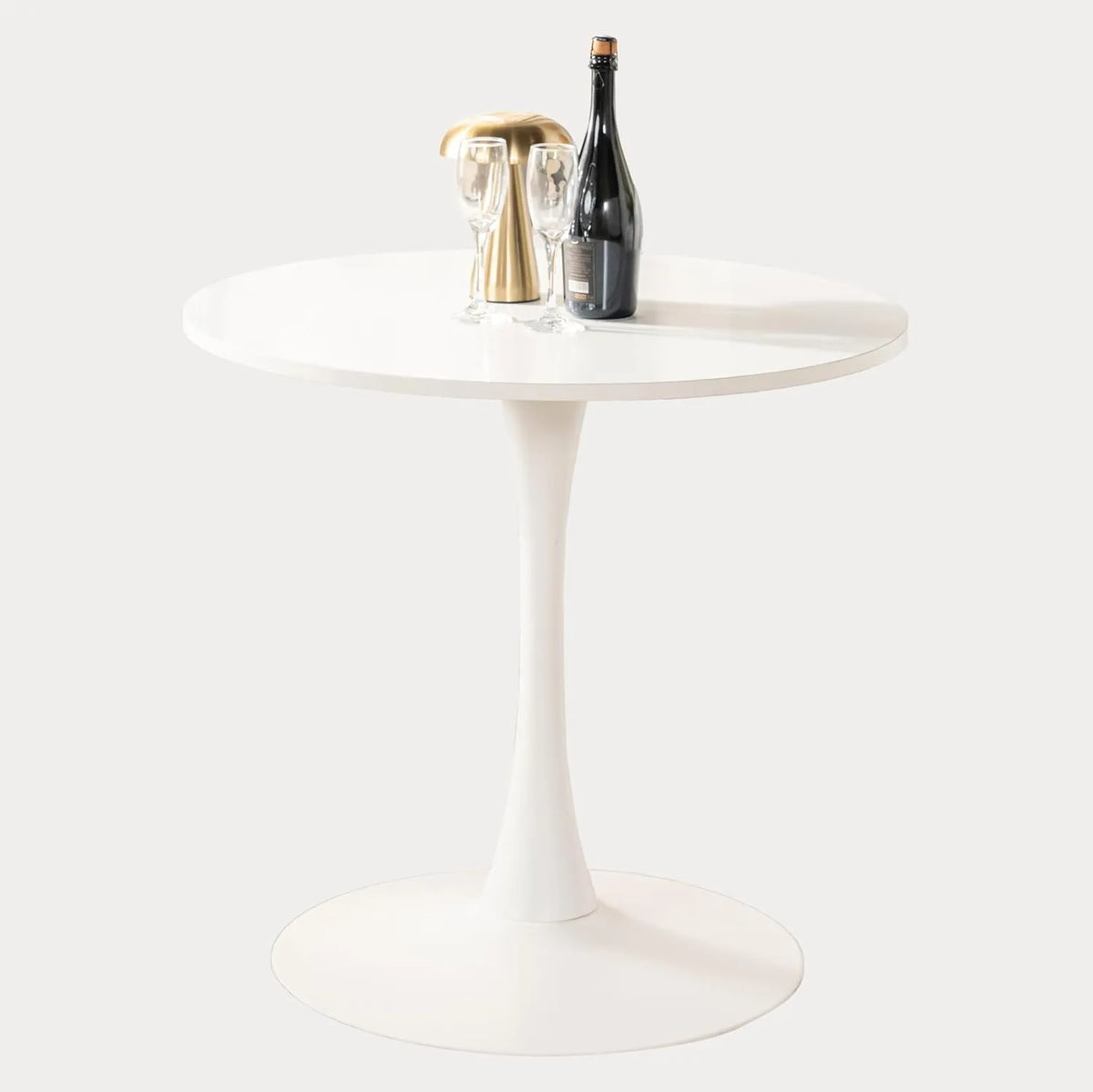 Table ronde scandinave pour salle à manger, 2-4 personnes, bois et métal, blanc 80x80x73 cm