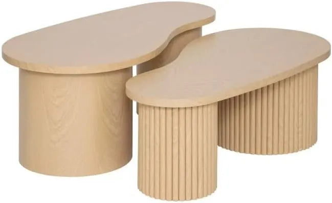 Set de 2 Tables Basses Soleya en Bois Naturel - Design Intérieur Atmosphera