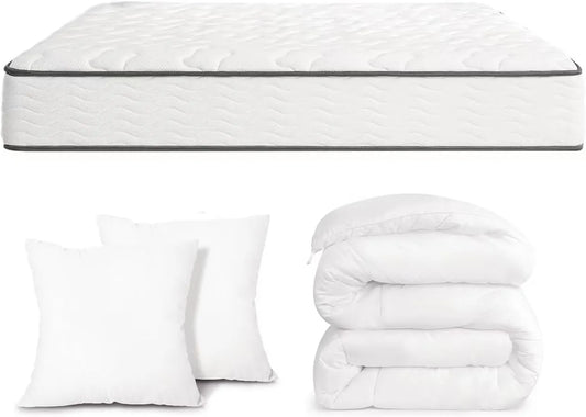 Matelas Confort 160x200 avec Couette et Oreillers, Épaisseur 15cm, Ensemble pour 2 Personnes