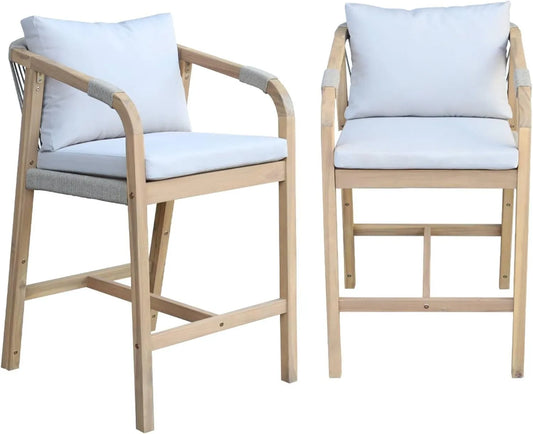 Ensemble de 2 Fauteuils d'Extérieur en Acacia et Corde - Zahara Beige