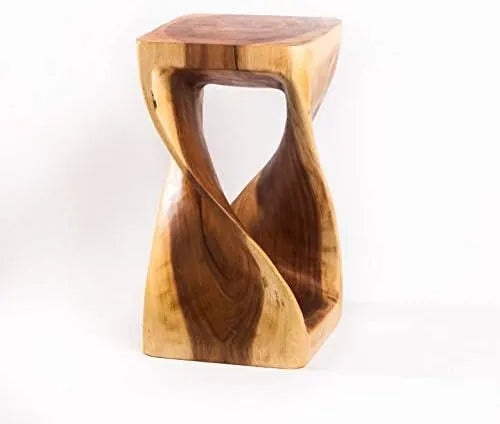 Tabouret en bois sculpté – Support floral – Table d'appoint moderne – 50 x 28 x 28 cm