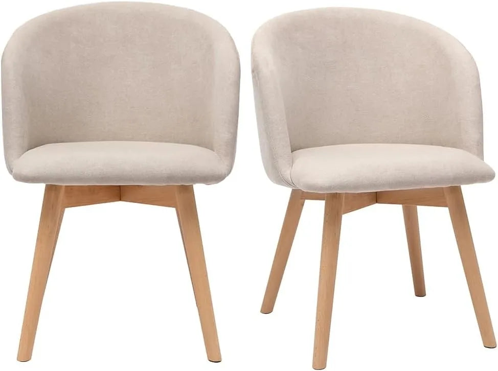 Miliboo Chaises Scandinaves en Velours Beige avec Pieds en Bois Clair (Lot de 2) - Vanity