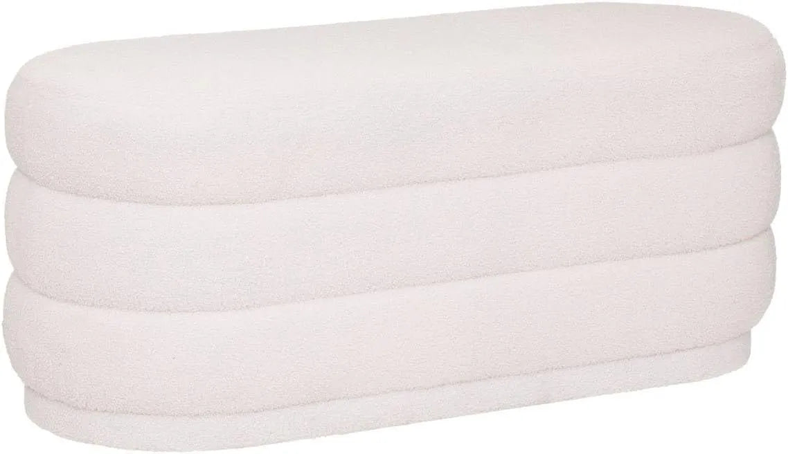 Atmosphera - Banc Sinan rembourré - Tissu bouclette blanc - 100x40 cm