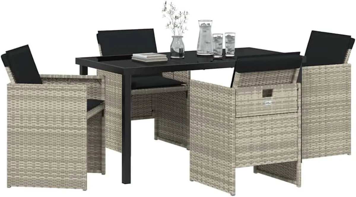 Ensemble de Salle à Manger Extérieur 5 Pièces Gris Clair, Mobilier de Jardin Moderne et Résistant aux Intempéries