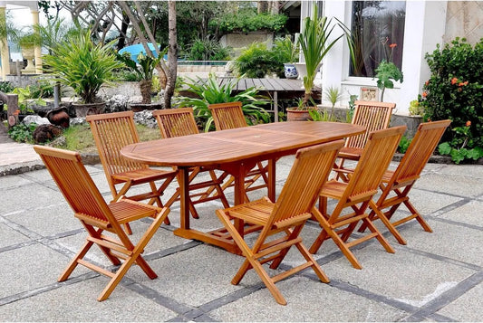 Ensemble de Jardin en Teck pour 8 Personnes - Table Ovale et Chaises - Élégance Durable