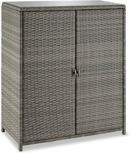Armoire de Jardin en Résine avec Étagères et Portes en Aluminium, 84.5x40.5x103.5 cm