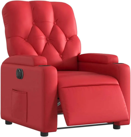 Fauteuil Relax en Similicuir Rouge, Inclinable Électrique avec Dossier et Repose-Pied Ajustables