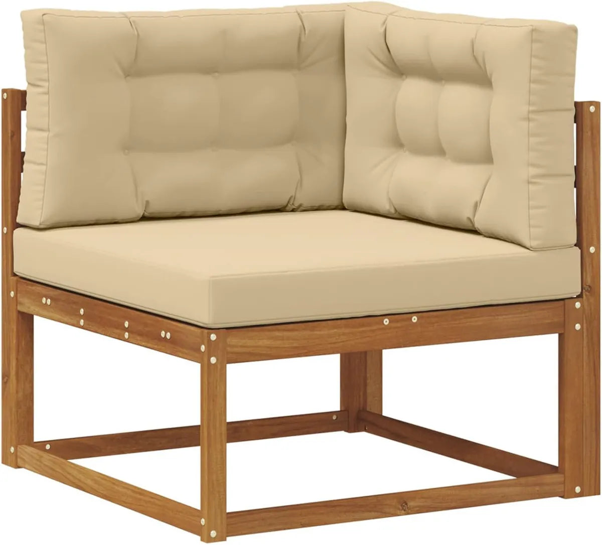 Canapé d'angle en acacia pour extérieur avec coussins beiges - Mobilier de jardin moderne 83x83x73 cm