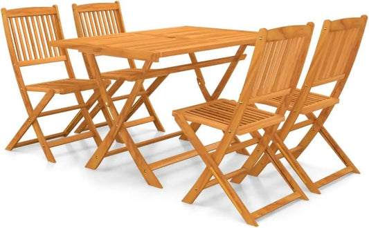 Ensemble de Salle à Manger de Jardin 5 Pièces en Bois d'Acacia Pliable