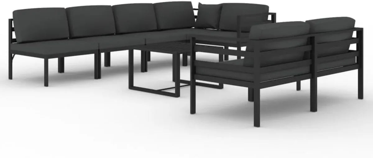 Ensemble Mobilier de Jardin 8 Pièces avec Coussinets en Aluminium Gris Anthracite