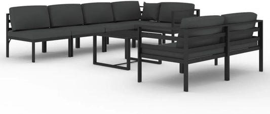 Ensemble Mobilier de Jardin 8 Pièces avec Coussinets en Aluminium Gris Anthracite