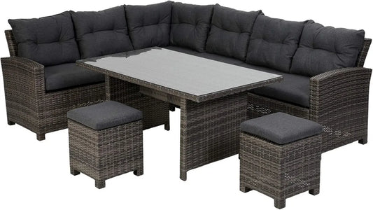 Ensemble de Salon de Jardin en Aluminium et Résine Tressée avec Coussins, 5 Pièces Gris