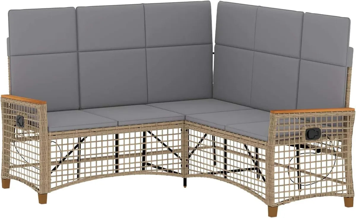 Set de Canapés de Jardin Réglables Beige et Gris Clair - Mobilier Extérieur Moderne et Confortable