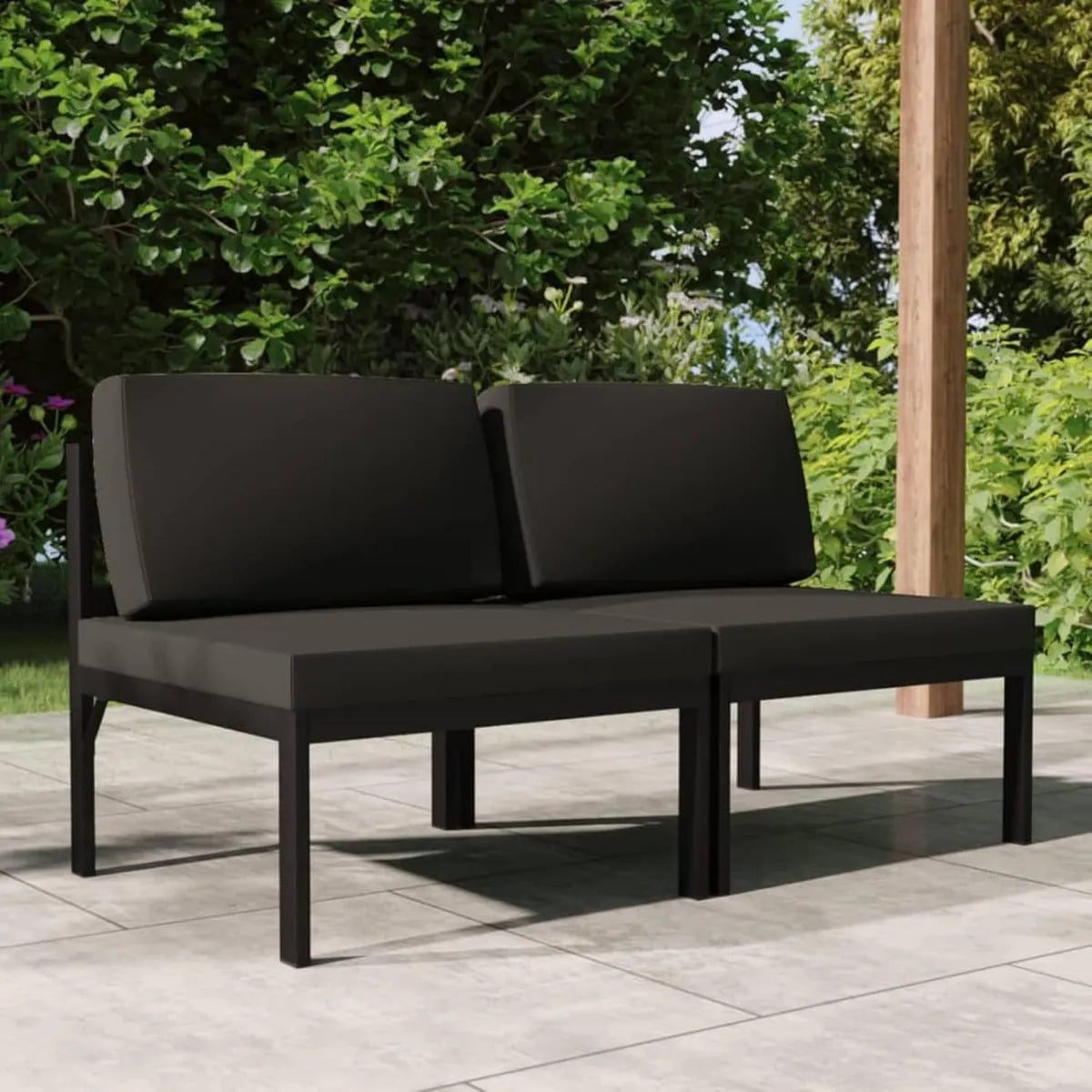 Sofa d'extérieur 2 places avec coussins, aluminium gris anthracite pour jardin et terrasse