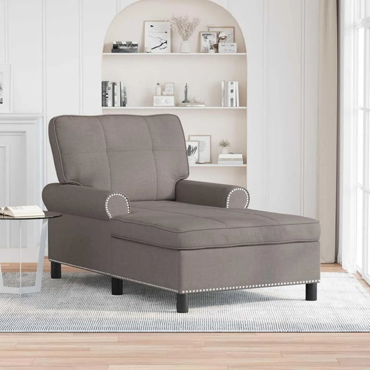 Chaise longue ergonomique taupe avec coussin - Relaxation pour salon et chambre