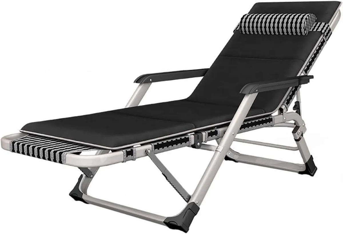 Transat Inclinable de Luxe pour Jardin - Chaise Pliante Élégante Noire
