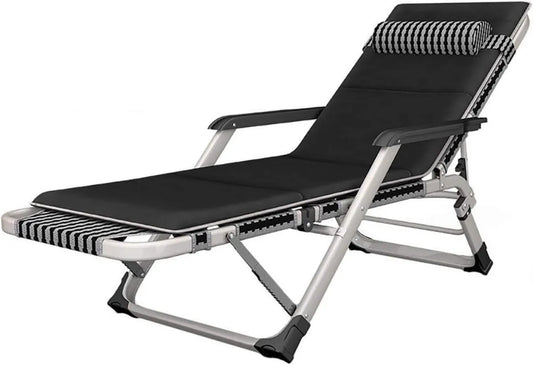 Transat Inclinable de Luxe pour Jardin - Chaise Pliante Élégante Noire