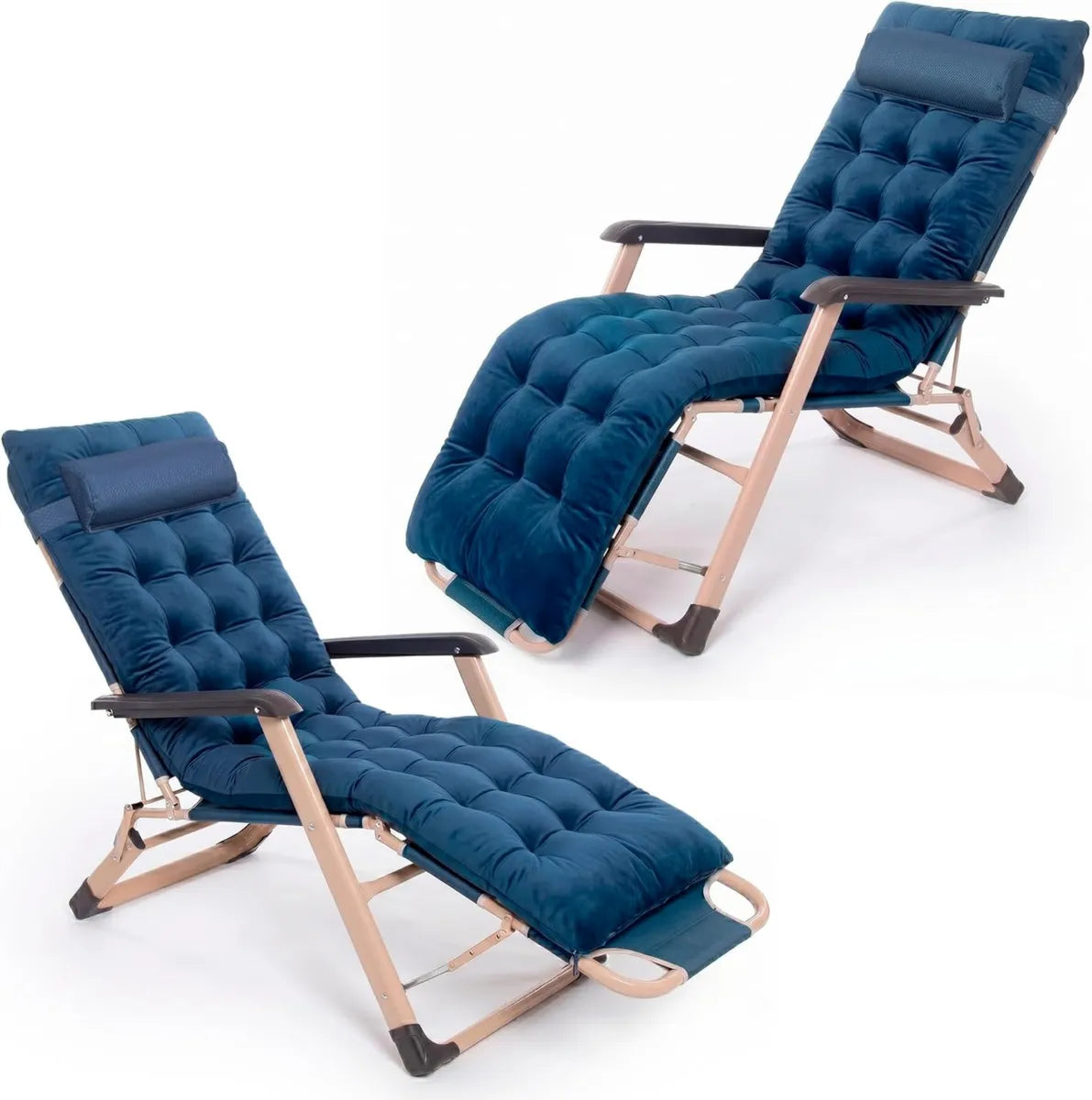 Chaises Longues de Jardin Réglables avec Coussin et Repose-Pieds, Lot de 2, 66 x 137 x 92 cm