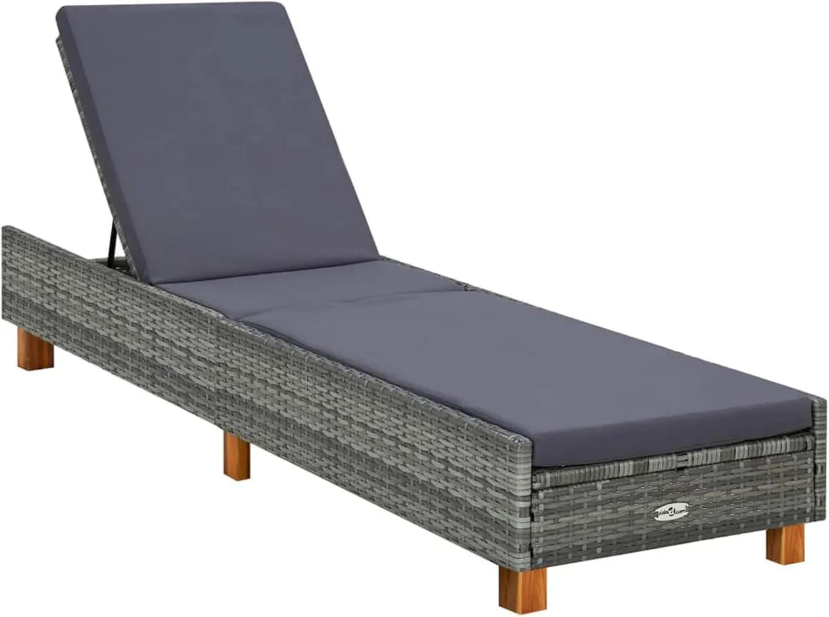 Chaise Longue de Jardin en Rotin avec Coussin - Confort et Détente