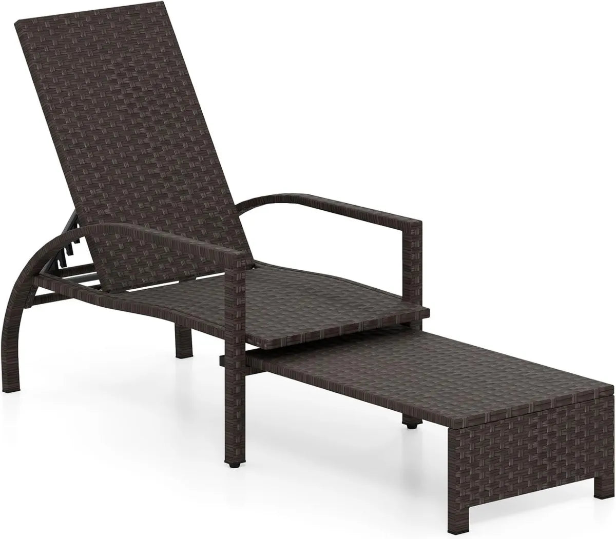 Transat de Jardin Inclinable en Rotin PE avec Repose-Pieds, Dossier 6 Positions, Charge 180 kg