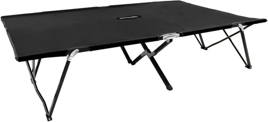 Double Chaise Longue Pliable en Acier Noir pour Jardin et Terrasse