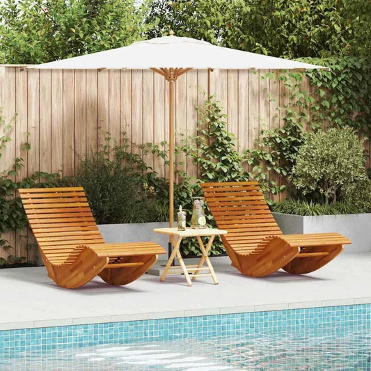 Lot de 2 Chaises Longues Inclinables en Acacia - Marron 154x60x74 cm pour Jardin