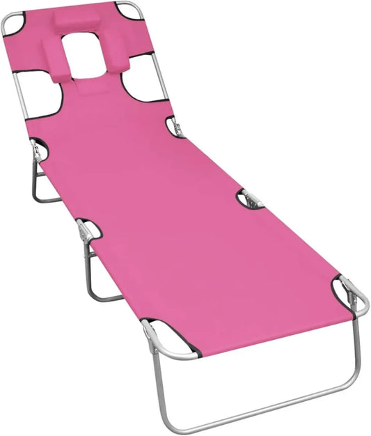 Transat Pliable de Jardin avec Appui-tête, Chaise Longue pour Terrasse et Plage