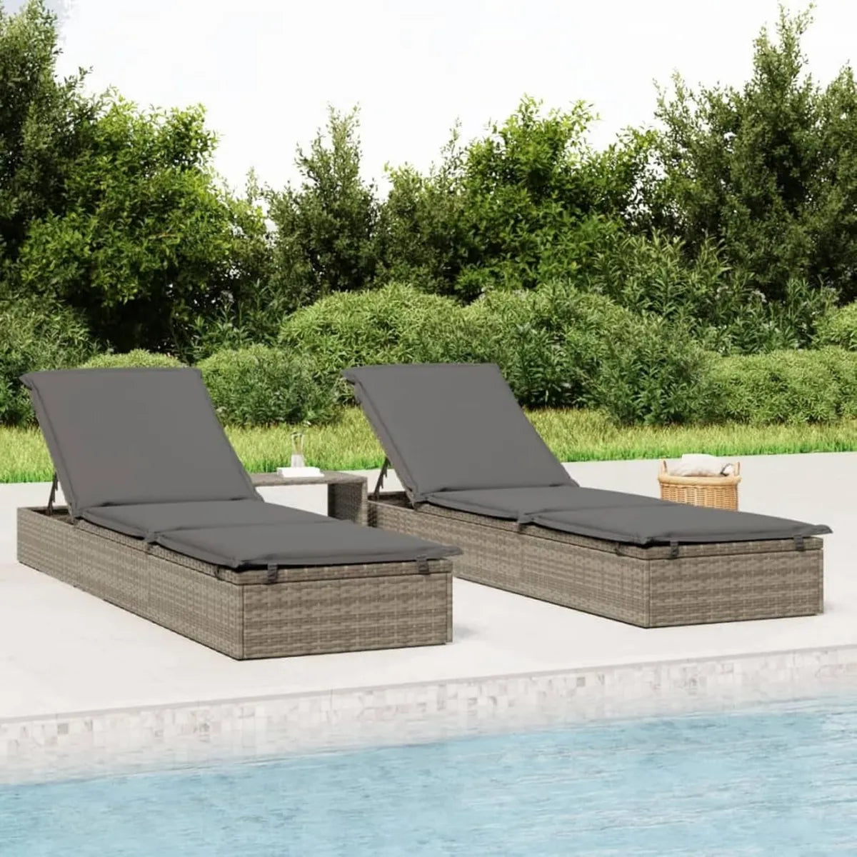 Chaise Longue Homgoday avec Coussin Gris, Réglable pour Jardin et Terrasse