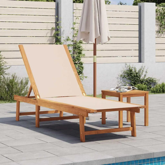 Transat inclinable en bois d'acacia avec dossier réglable, idéal pour jardin ou piscine